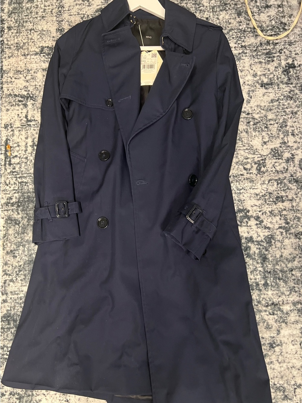 Mango Women’s Navy Double-Breasted Trench Coat
